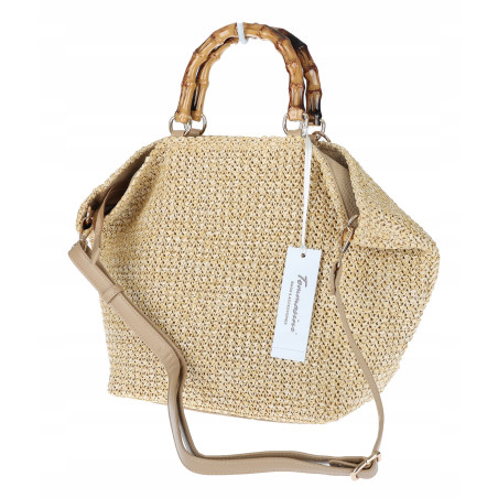 Torebka Damska Worek Shopper Torba duża pajemna listonoszka N2912 Beżowa