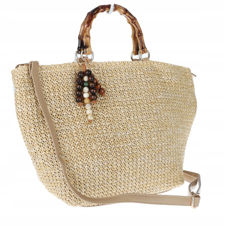 Torebka Damska Worek Shopper Torba duża pajemna listonoszka N2912 Beżowa