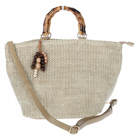 Torebka Damska Worek Shopper Torba duża pajemna listonoszka N2912 Beżowa