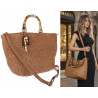 Torebka Damska Worek Shopper Torba duża pajemna listonoszka N2912 Brązowa
