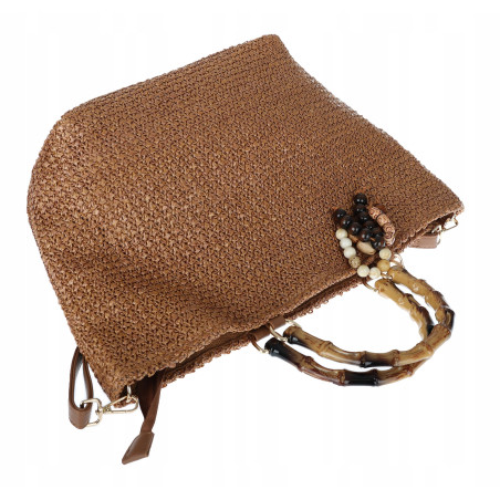 Torebka Damska Worek Shopper Torba duża pajemna listonoszka N2912 Brązowa