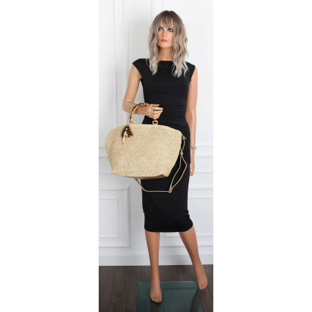 Torebka Damska Worek Shopper Torba duża pajemna listonoszka N2912 Beżowa