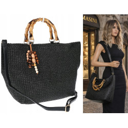 Torebka Damska Worek Shopper Torba duża pajemna listonoszka N2912 Czarna