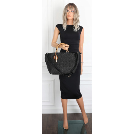 Torebka Damska Worek Shopper Torba duża pajemna listonoszka N2912 Czarna