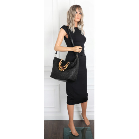 Torebka Damska Worek Shopper Torba duża pajemna listonoszka N2912 Czarna