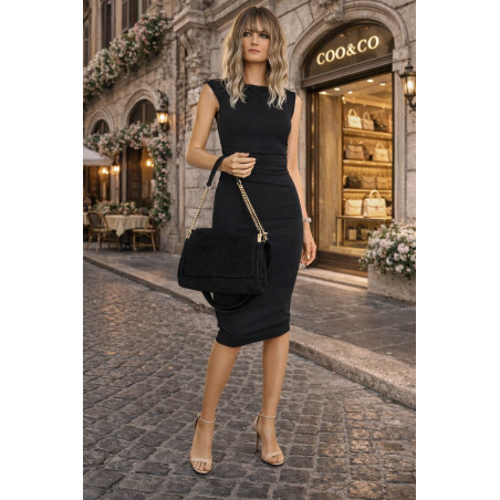 Torebka damska zamszowa pikowana shopper modna listonoszka 601276 Czarna