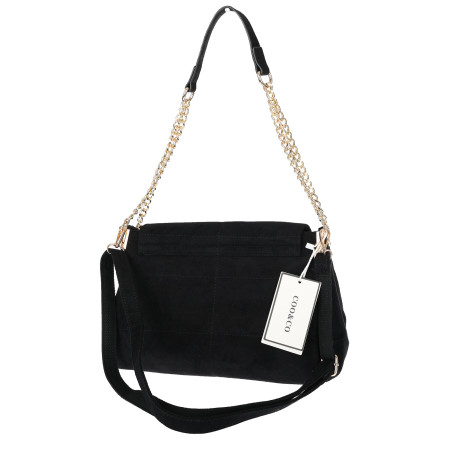 Torebka damska zamszowa pikowana shopper modna listonoszka 601276 Czarna