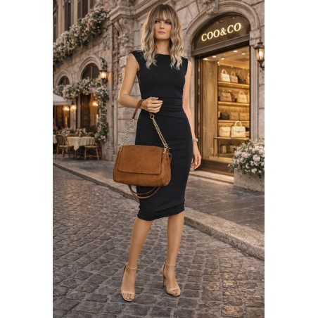 Torebka damska zamszowa pikowana shopper modna listonoszka 601276 Brązowa
