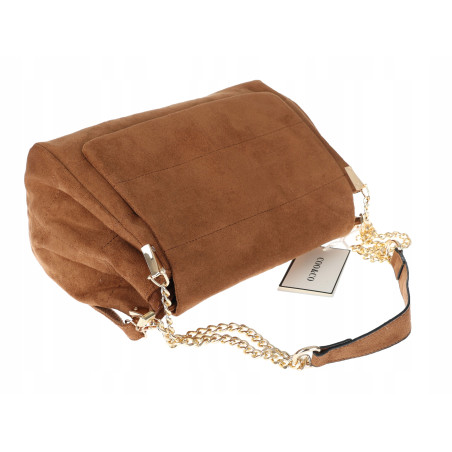 Torebka damska zamszowa pikowana shopper modna listonoszka 601276 Brązowa