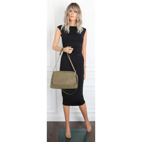 Torebka damska zamszowa pikowana shopper modna listonoszka 601276 Zielona