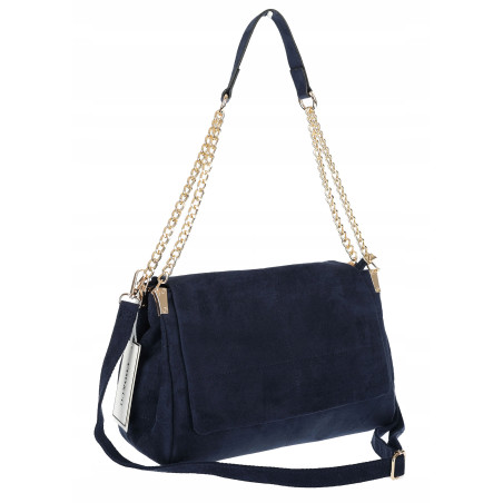 Torebka damska zamszowa pikowana shopper modna listonoszka 601276 Granatowa