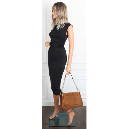 Torebka damska zamszowa pikowana shopper modna listonoszka 601276 Brązowa