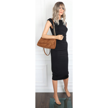 Torebka damska zamszowa pikowana shopper modna listonoszka 601276 Brązowa