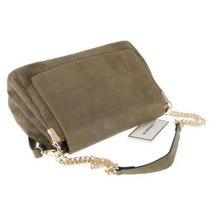 Torebka damska zamszowa pikowana shopper modna listonoszka 601276 Zielona