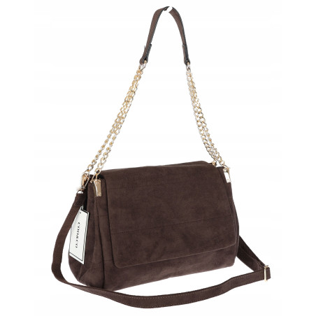 Torebka damska zamszowa pikowana shopper listonoszka 601276 Czekoladowa