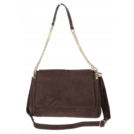 Torebka damska zamszowa pikowana shopper listonoszka 601276 Czekoladowa