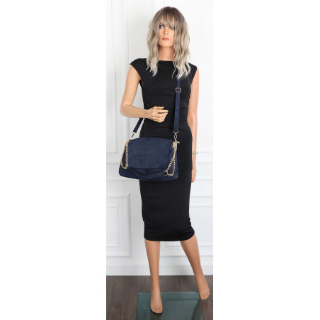 Torebka damska zamszowa pikowana shopper modna listonoszka 601276 Granatowa