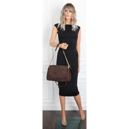 Torebka damska zamszowa pikowana shopper listonoszka 601276 Czekoladowa