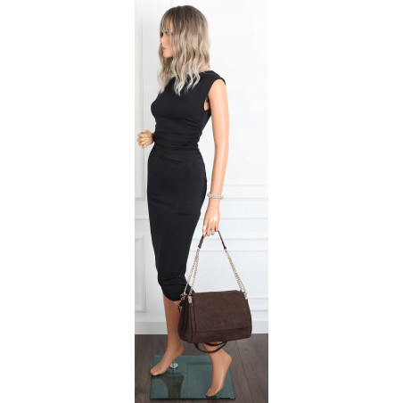 Torebka damska zamszowa pikowana shopper listonoszka 601276 Czekoladowa