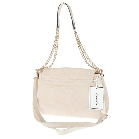 Torebka damska zamszowa pikowana shopper modna listonoszka 601276 Beżowa