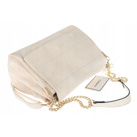 Torebka damska zamszowa pikowana shopper modna listonoszka 601276 Beżowa