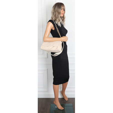 Torebka damska zamszowa pikowana shopper modna listonoszka 601276 Beżowa