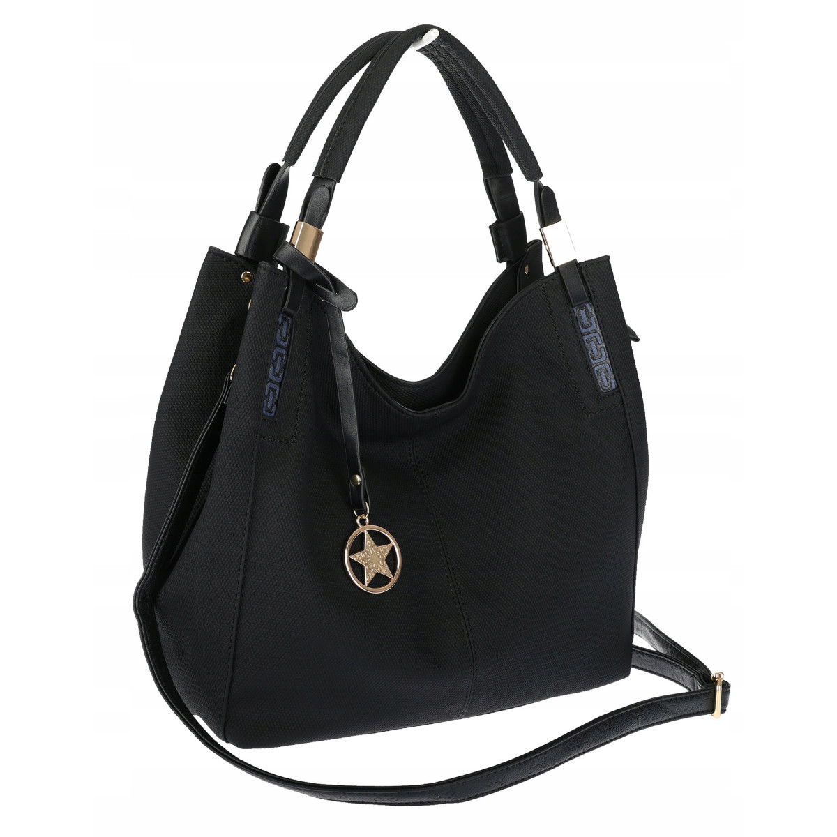 Torebka Damska Worek Listonoszka Duża Torba Shopper na Ramię CH228 Czarna