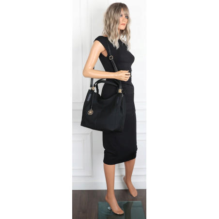 Torebka Damska Worek Listonoszka Duża Torba Shopper na Ramię CH228 Czarna