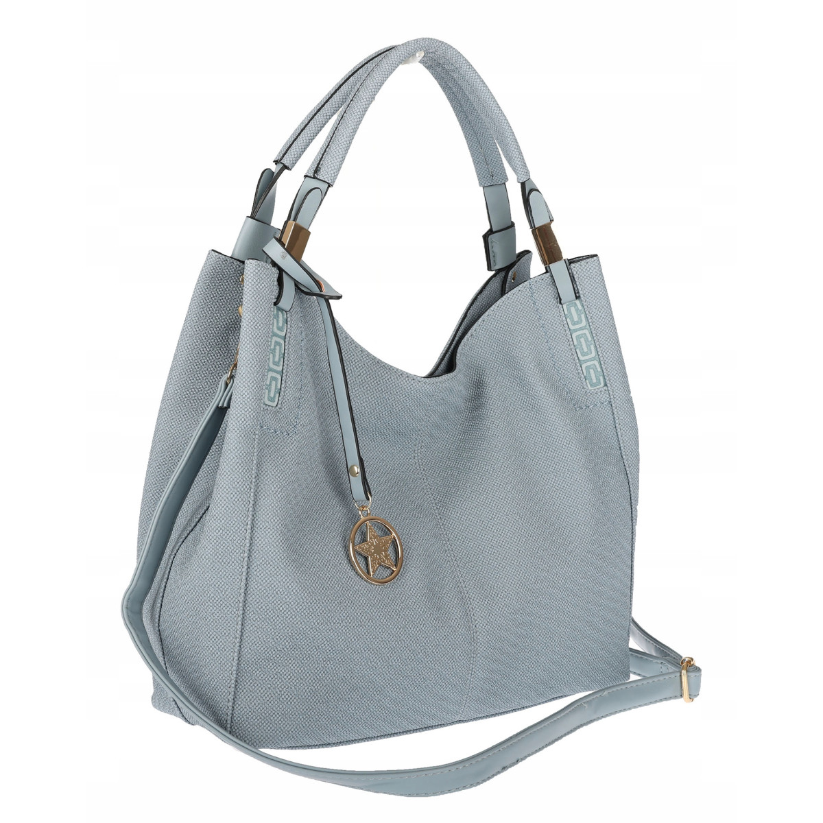 Torebka Damska Worek Modna Duża Torba Shopper na Ramię CH228 Niebieska