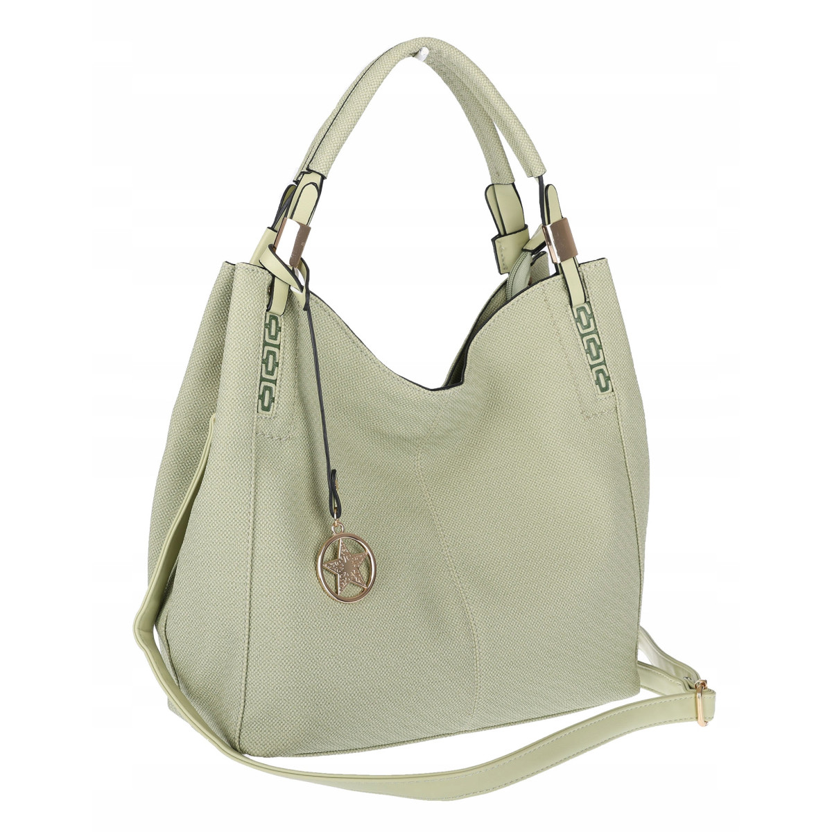 Torebka Damska Worek Listonoszka Duża Torba Shopper na Ramię CH228 Zielona