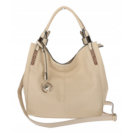 Torebka Damska Worek Listonoszka Duża Torba Shopper na Ramię CH228 Beżowa