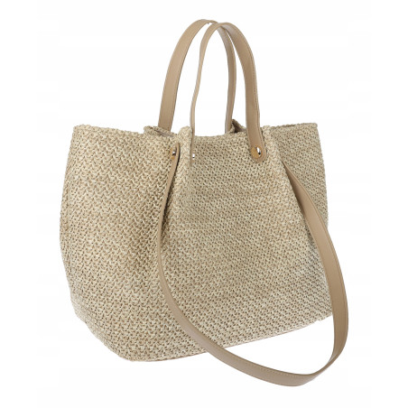 Torebka Damska Worek Shopper Torba na Ramię duża modna pajemna N5047 Beżowa