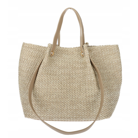 Torebka Damska Worek Shopper Torba na Ramię duża modna pajemna N5047 Beżowa