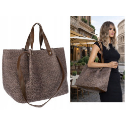 Torebka Damska Worek Shopper Torba na Ramię duża pajemna N5047 Czekoladowa