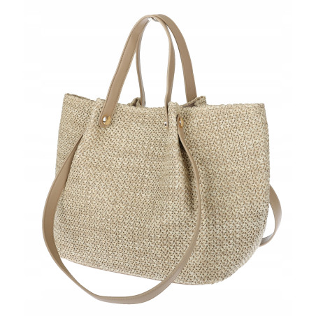 Torebka Damska Worek Shopper Torba na Ramię duża modna pajemna N5047 Beżowa