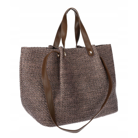 Torebka Damska Worek Shopper Torba na Ramię duża pajemna N5047 Czekoladowa