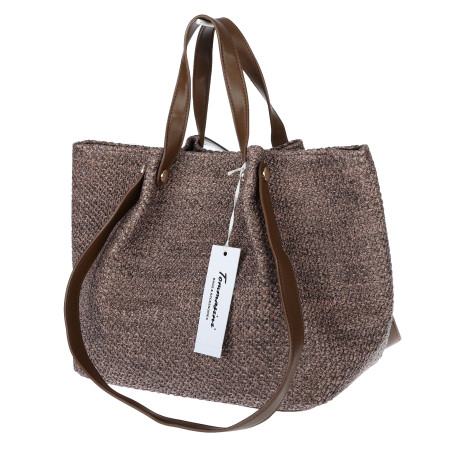 Torebka Damska Worek Shopper Torba na Ramię duża pajemna N5047 Czekoladowa