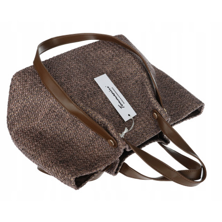 Torebka Damska Worek Shopper Torba na Ramię duża pajemna N5047 Czekoladowa