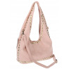 Torebka damska worek listonoszka zamszowa z ćwiekami modna 90512 Różowa