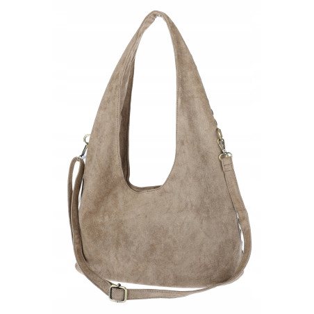 Torebka damska worek listonoszka zamszowa z ćwiekami modna 90512 Beżowa