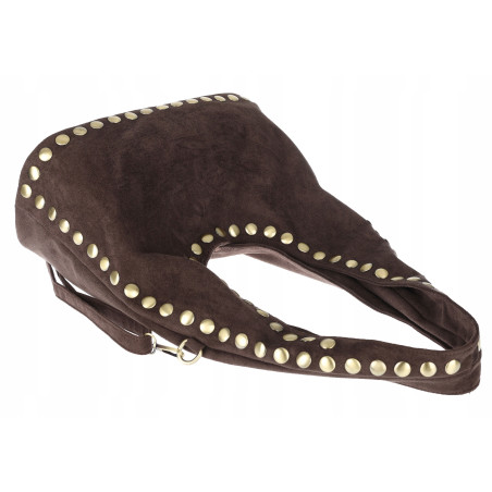 Torebka damska worek listonoszka zamszowa ćwieki modna 90512 Czekoladowa