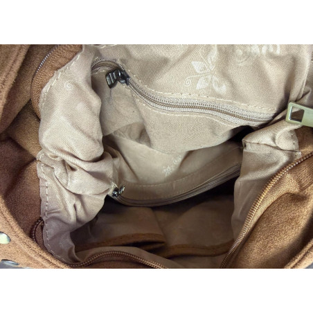 Torebka damska worek listonoszka zamszowa ćwieki modna 90512 Czekoladowa