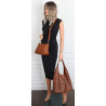 Torebka damska shopper 2w1 worek listonoszka z ćwiekami torba 3505 Brązowa