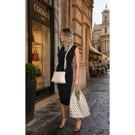 Torebka damska shopper 2w1 worek listonoszka z ćwiekami torba 3505 Beżowa