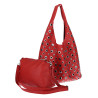 Torebka damska shopper 2w1 worek listonoszka z ćwiekami torba 3505 Czerwona