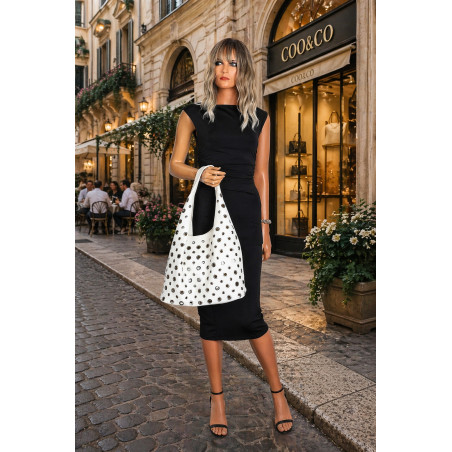 Torebka damska shopper 2w1 worek listonoszka z ćwiekami torba 3505 Biała