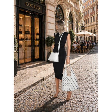Torebka damska shopper 2w1 worek listonoszka z ćwiekami torba 3505 Biała