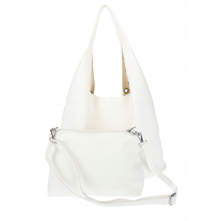 Torebka damska shopper 2w1 worek listonoszka z ćwiekami torba 3505 Biała