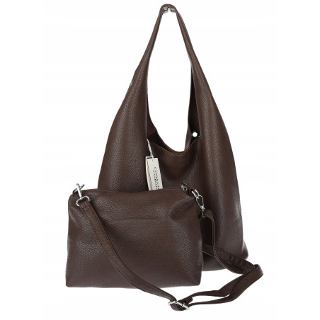 Torebka damska shopper worek listonoszka z ćwiekami torba 3505 Czekoladowa