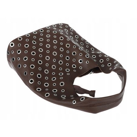Torebka damska shopper worek listonoszka z ćwiekami torba 3505 Czekoladowa